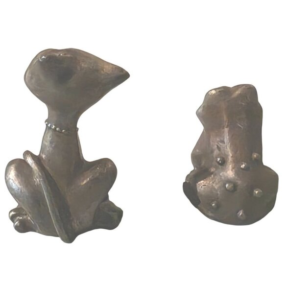 Vintage Figurines Cat & Frog Pewter Ampersand apx. 2" - Picture 8 of 16